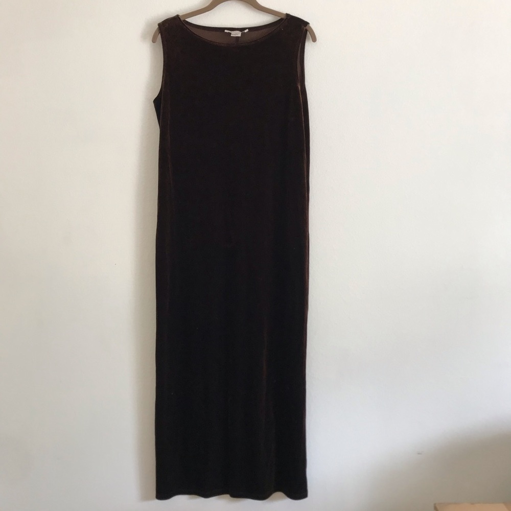 vintage velvet brown maxi dress w/ matching jacket
